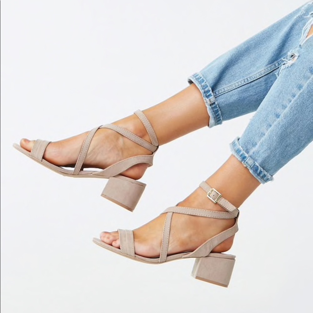 Nude strappy heels